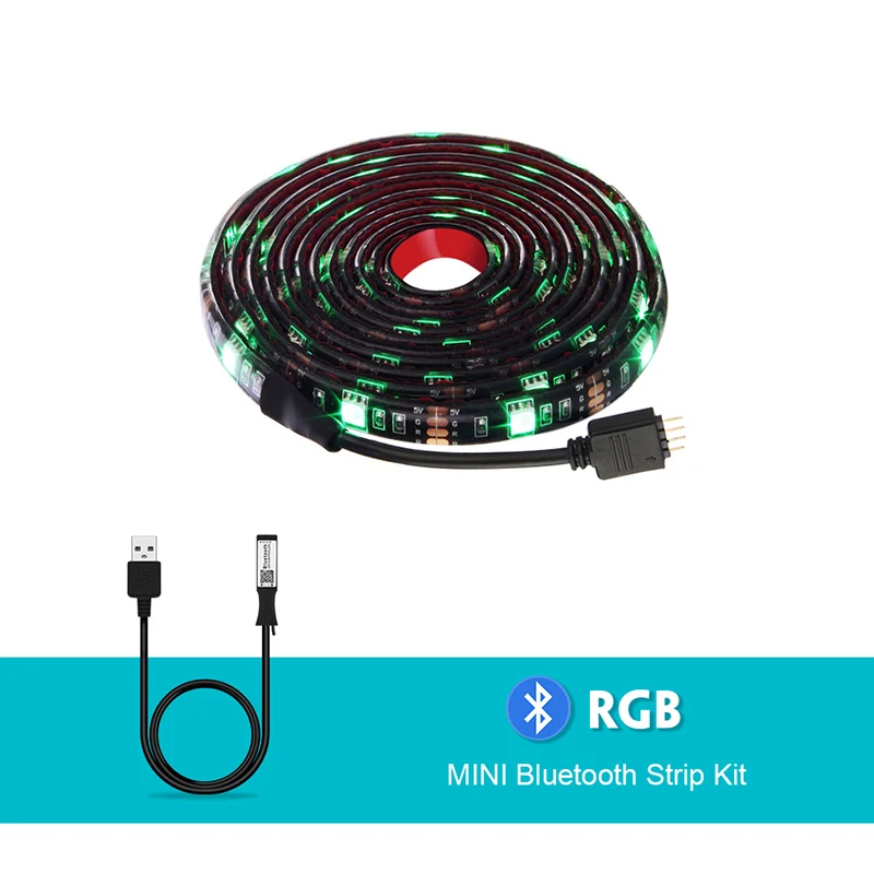 DC5V USB светодиодный полосы 5050 RGB/RGBW/RGBWW 50 см, 1 м, 2 м, ТВ фонового освещения Flexibe светодиодный клейкая лента IP20/IP65 из водонепроницаемого материала - Испускаемый цвет: RGB Strip Bluetooth
