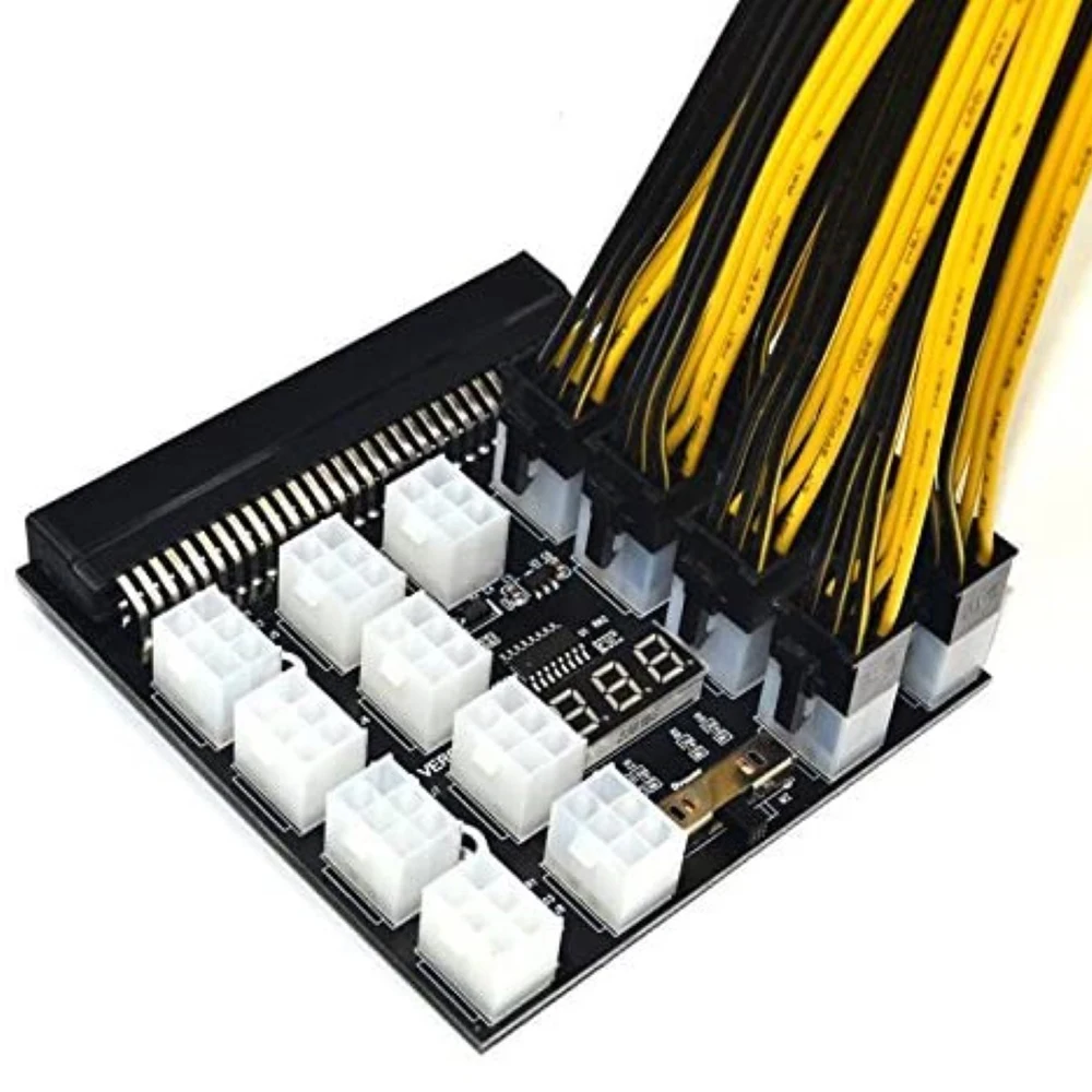 

PCI-E Power Supply Breakout Board 12/17 Ports 6Pin PSU GPU Graphics Card Splitter Adapter with LED Display for Miner Mining