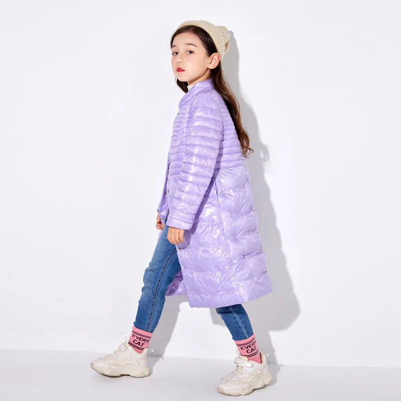 Purple Новая одежда для девочек Детские пальто для девочек, Длинные куртки весенне-Осенняя детская одежда верхняя одежда для детей куртка-пуховик для девочек - Цвет: Purple