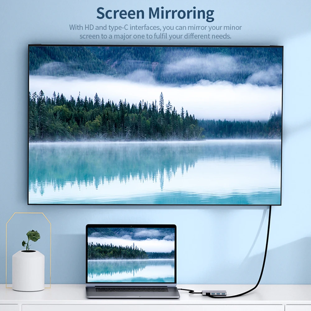 

Type-C 8-in-1 Hub Type-C to HD Adapter 4K@30Hz/USB3.0/87W PD Quick Charge/TF&SD Card Reader/OTG Function/3.5mm Audio Output