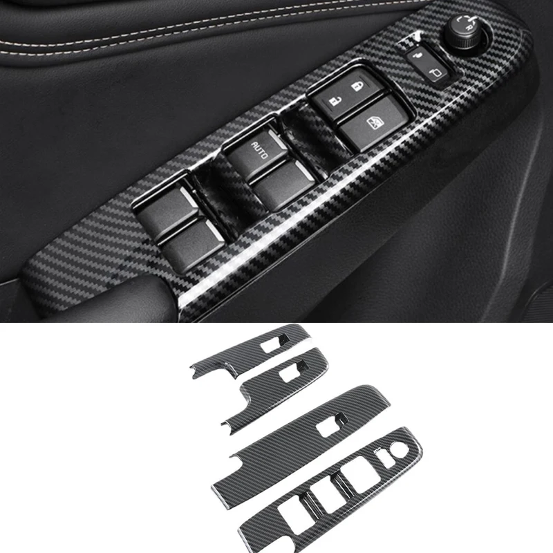 

Для Isuzu D-MAX 2021 2022 левый руль 4 шт. кнопки переключения стеклоподъемника автомобиля крышка отделка углеродное волокно ABS автомобильные аксесс...
