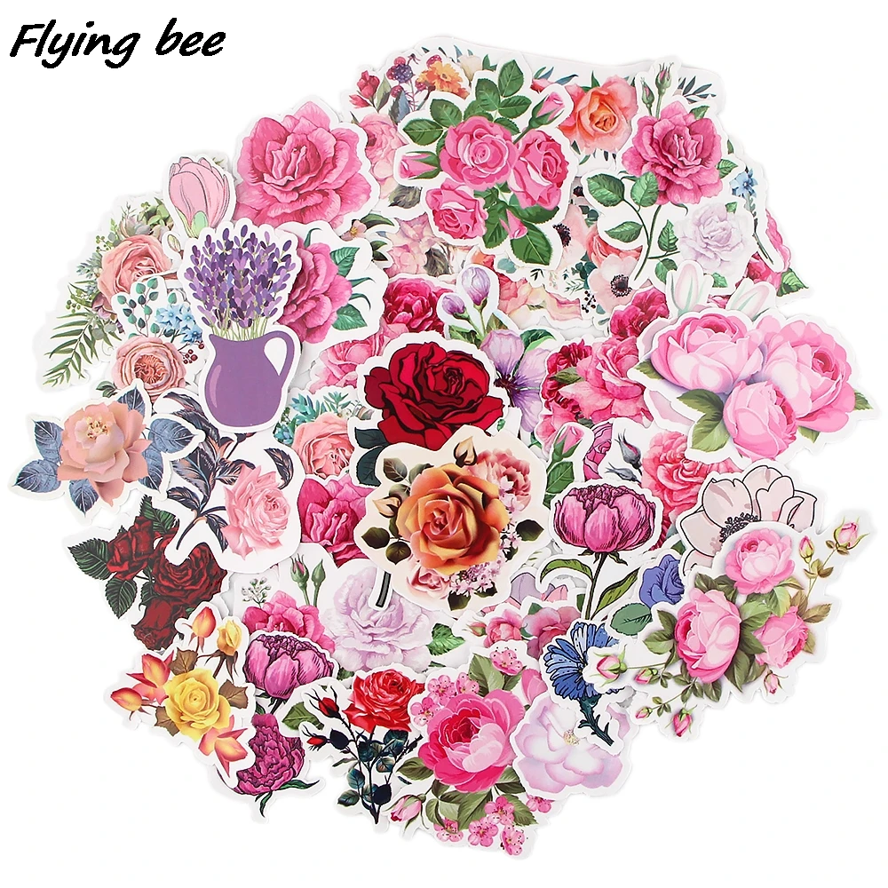 Flyingbee 48 шт. мультяшный цветок красная Роза наклейки водостойкие скейтборд