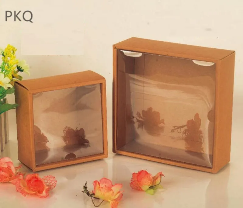 20 шт красная коробка из крафт-бумаги с прозрачным окном черная Подарочная