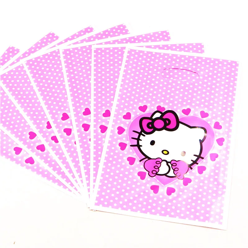 Gift Bags-10pcs 1 шт., розовый рисунок hello kitty, 108*180 см, для украшения дня рождения, Детские вечерние принадлежности, одноразовая посуда, скатерть для душа ребенка - Цвет: Gift Bags-10pcs