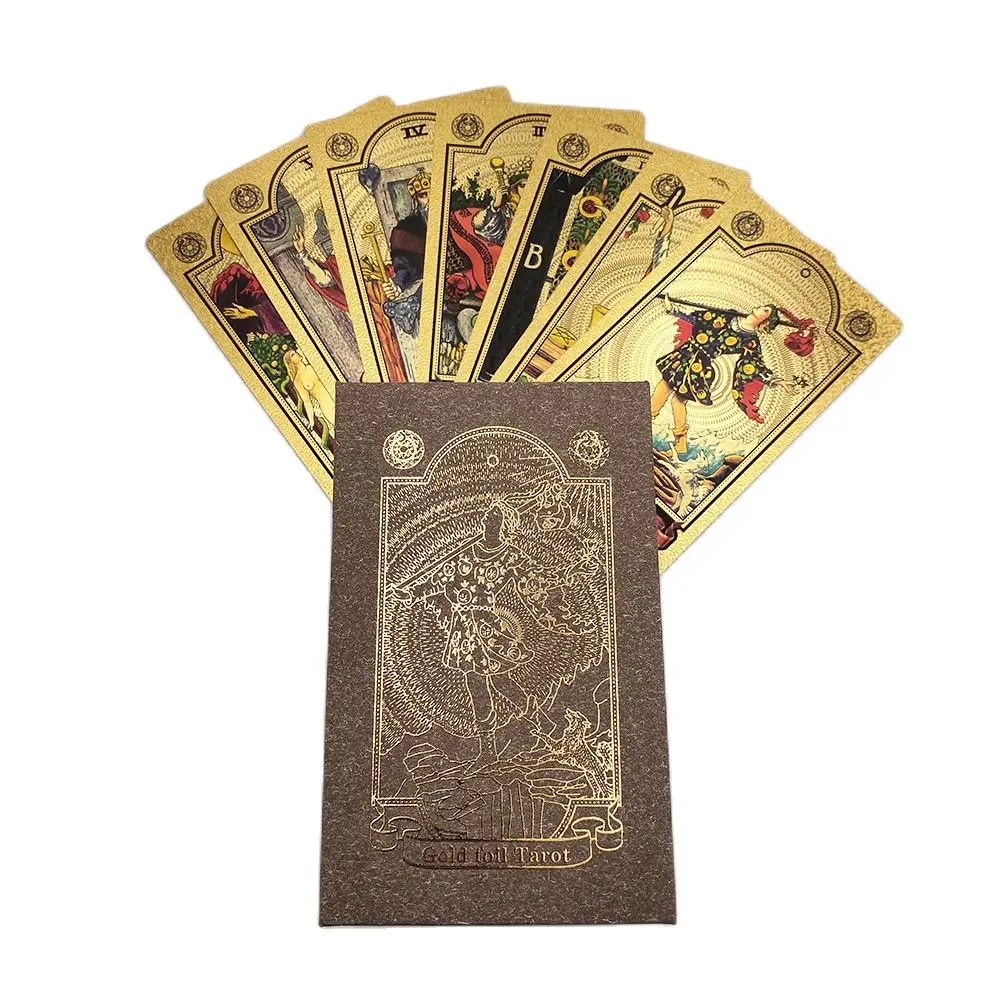 Classic Waite Tarot Deck Divination Prophecy Gold Foil Fortune Telling Card Friend Party Entertainment Board Game With Manual