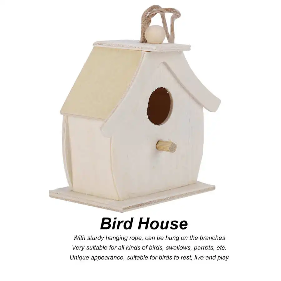 4Pcs Mini Wooden Bird House Hanging Birds Nests Ornaments for Outdoor Garden Balcony Courtyard | Дом и сад