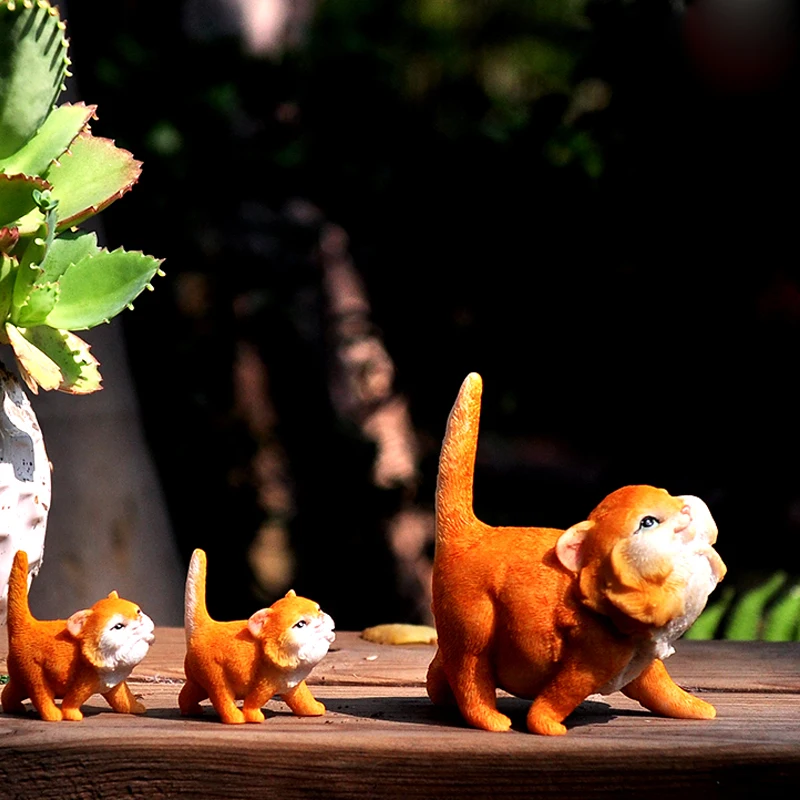 

Creative Resin Mini Cat Miniature Figurines Kawaii Animal Simulation Crafts Micro Landscape Fairytale Garden Home Decoration