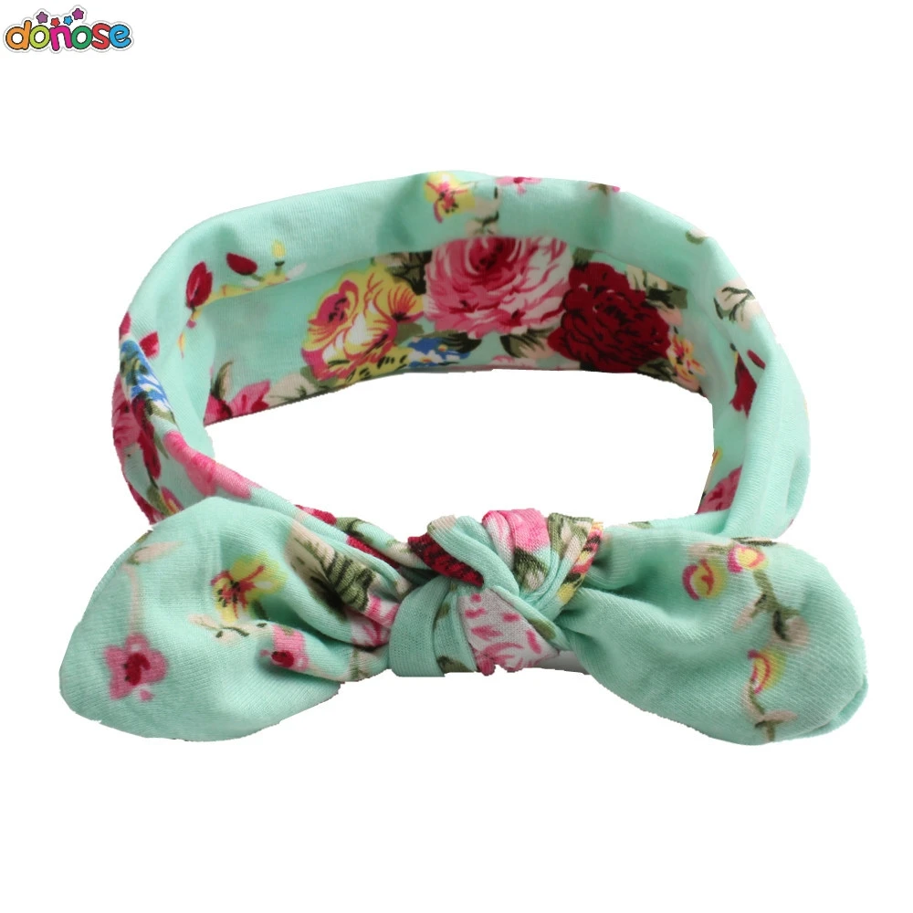 Повязка на голову для девочек эластичная широкая богемная лента с бантом