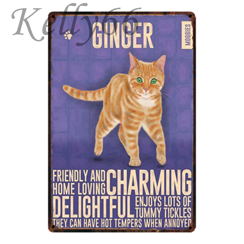 [Kelly66] домашние кошки Ragdoll синий сиамский табби имбирь металлический знак Олово плакат домашний Декор Бар настенная живопись 20*30 см размер Dy32 - Цвет: y-1794