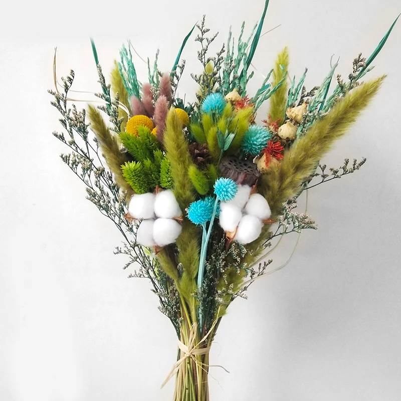 Кролик хвост трава листья Babysbreath натуральный Лотос сосновые конусы хлопковая