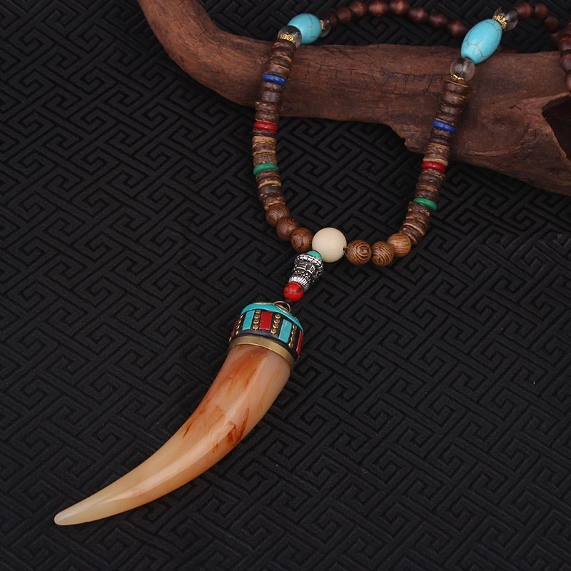 

fashion evade peace ox horn ethnic necklace,Nepal necklace jewelry necklace,sandalwoods long vintage necklace