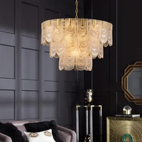 american luxury copper glass crystal chandelier led chandelie post modern retro living room dining room bedroom ceiling lamp
