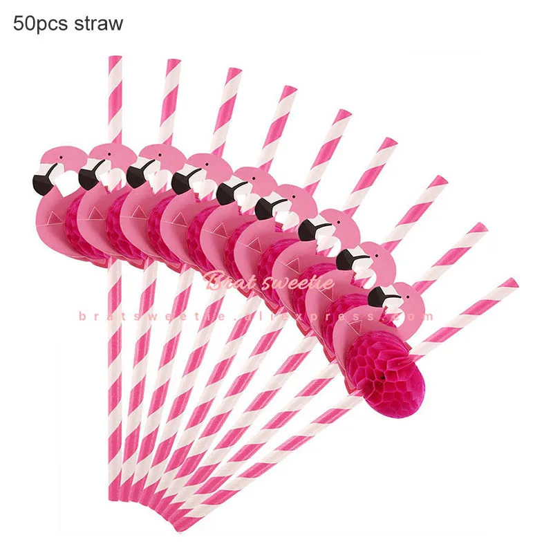 50pc flm straw Гавайские вечерние ожерелья с гавайским ожерельем, платье, юбка для стола, гирлянда с фламинго для девочек, аксессуары для дня рождения - Цвет: 50pc flm straw