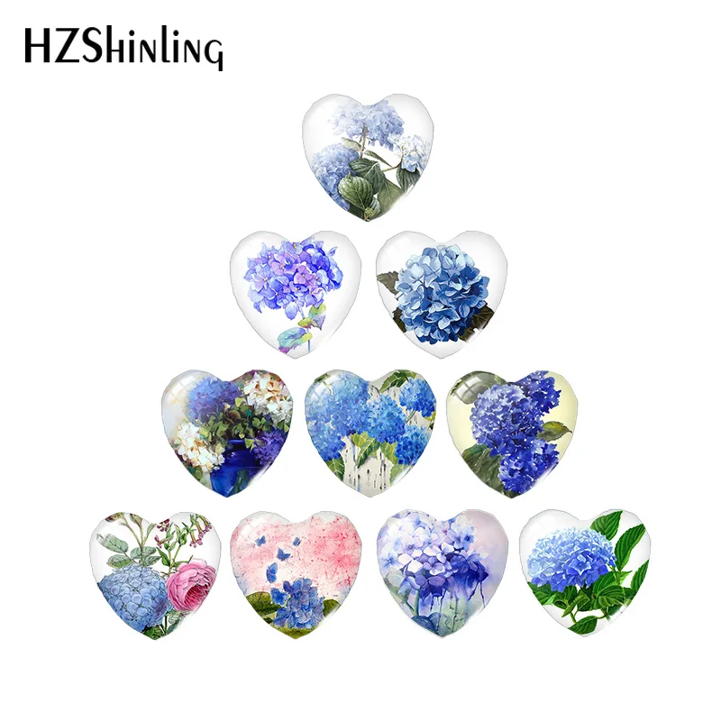 2020 новый синий цветок гортензии фото кабошоны Стекло Круглый Кабошон квадратное