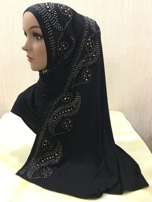 Женское однотонное Джерси повязка на голову хиджаб сплошной цвет горячее