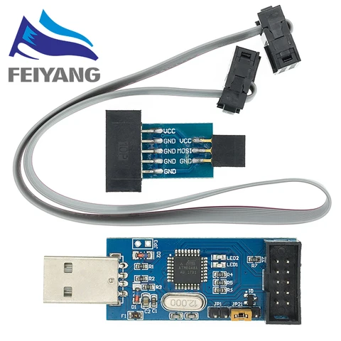 Плата адаптера 10 контактов на 6 контактов + USBASP USBISP AVR программатор USB ATMEGA8 ATMEGA128 ATtiny/CAN/PWM 10-контактный проводной модуль DIY