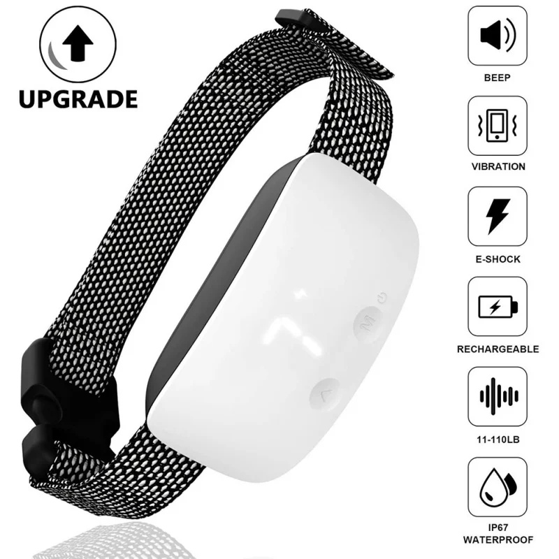 

2021 New Upgraded Dog Bark Collar Rechargeable Anti Barking Training Collar Bark Control Training Collar for S/M/LDogs