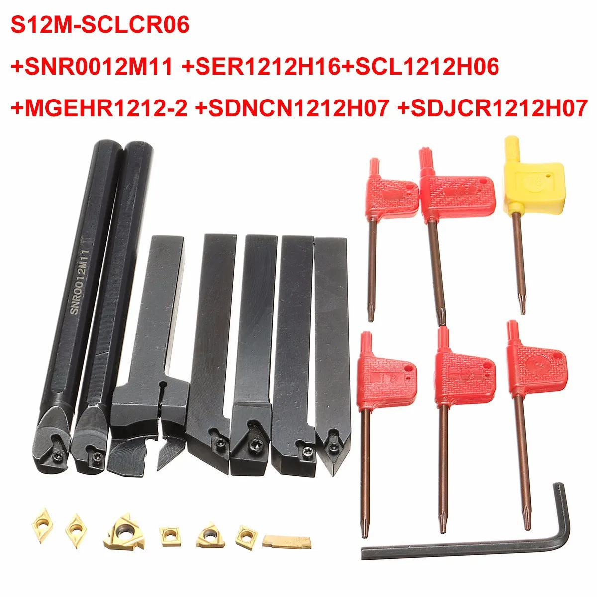 

7 piece set 12mm turning tool set 7 tool holders 7 blades