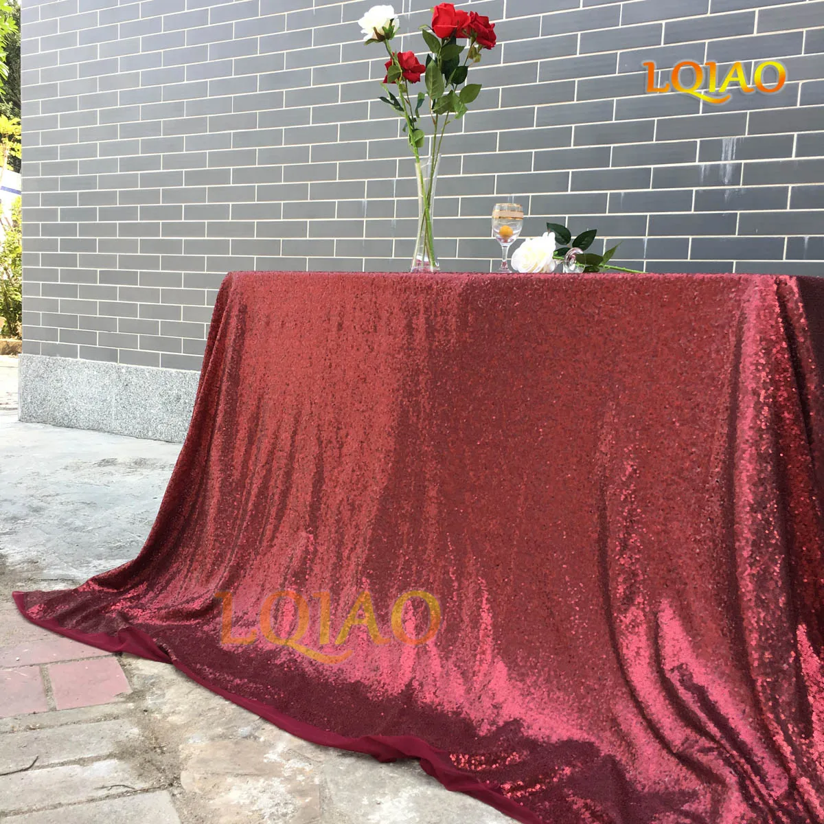 Burgundy 18 цветов, 225 см X 330 см, Блестящая серебряная скатерть с блестками, 90x132 дюймов, свадебное украшение скатерти, прямоугольная скатерть с блестками - Цвет: Burgundy