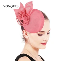 party cocktail millinery pink hair clips wedding chic hair fascinator hat imitation sinamay pins lady church accessories syf124