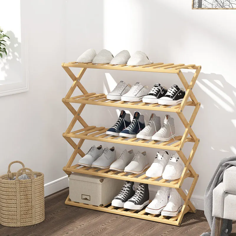 Bamboo Foldable Wooden Plant Stand Shoes Shelf Storage Rack Multi-Functional Racks Waterproof Suit For Living Room Bathroom