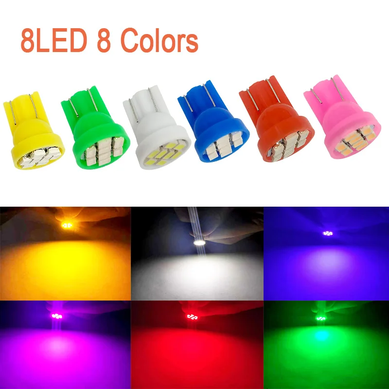 50 шт. светодиодный W5W T10 194 168 3020 8SMD парковочная лампа авто клиновидные боковые