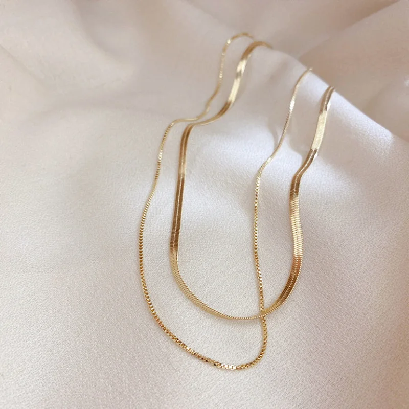 

Fashion Unisex Multi-layered Snake Chain Necklace For Women Charm Vintage Gold Color Chain Choker Necklace Party Jewelry Gifts