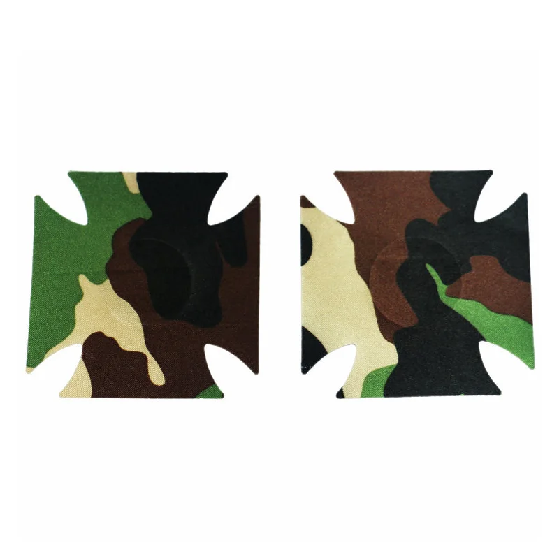 Camo Горячая сексуальная опыт 7 пар(14 шт) печать 7 цветов выбор Крест/х Одноразовые самоклеющиеся наклейки ниппель крышка - Цвет: Camo