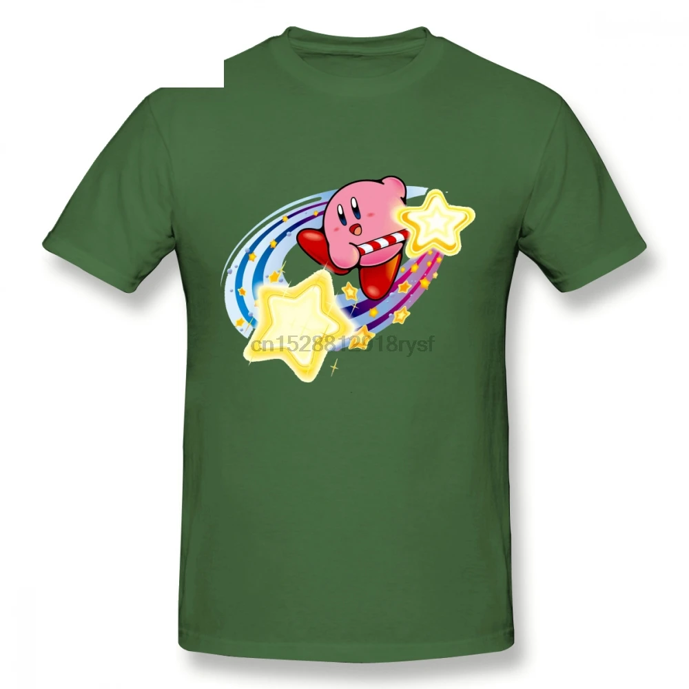 Мужская футболка с круглым вырезом Kirby рисунком из мультфильма на заказ в стиле