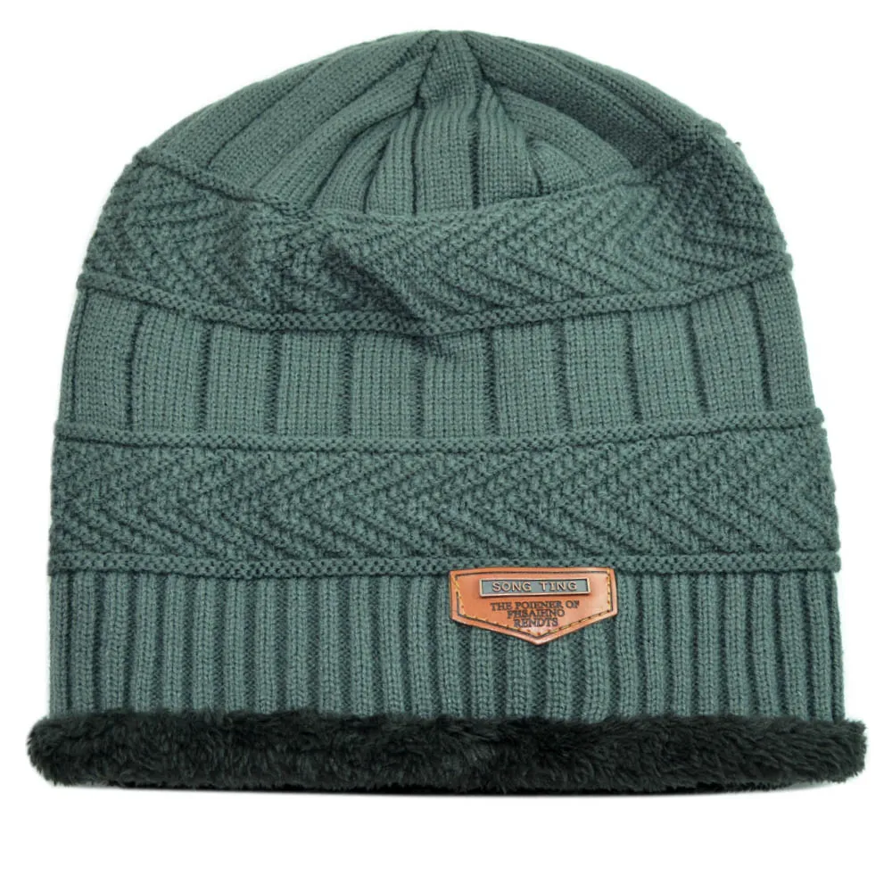 Новинка толстая и теплая вязаная шапка из искусственной кожи для женщин флисовые