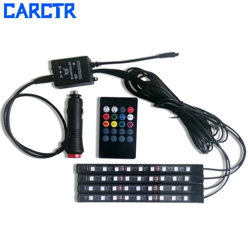 CARCTR 9SMD LED Автомобильный атмосферный свет RGB светодиодные полосы света красочная