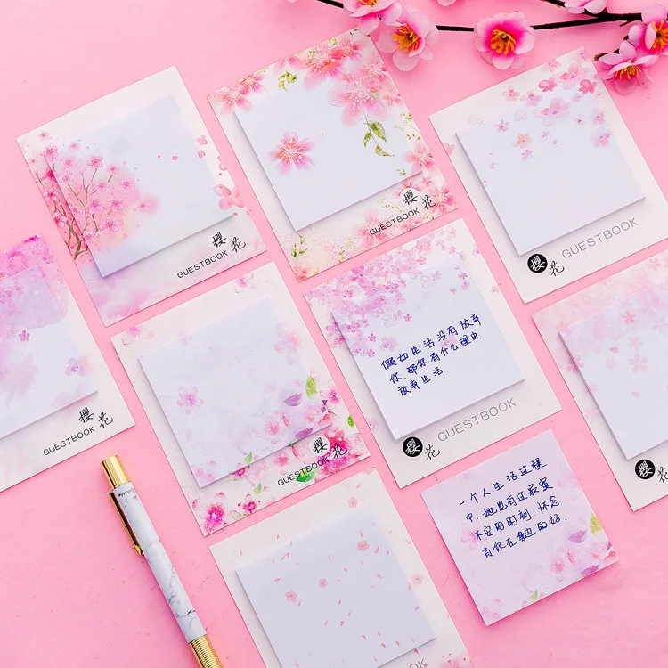 

Memo Pad Sticky Notes Cute Kawaii Cherry blossoms Stationery Sticker Posted It Planner Stickers Notepads Office School Supplies