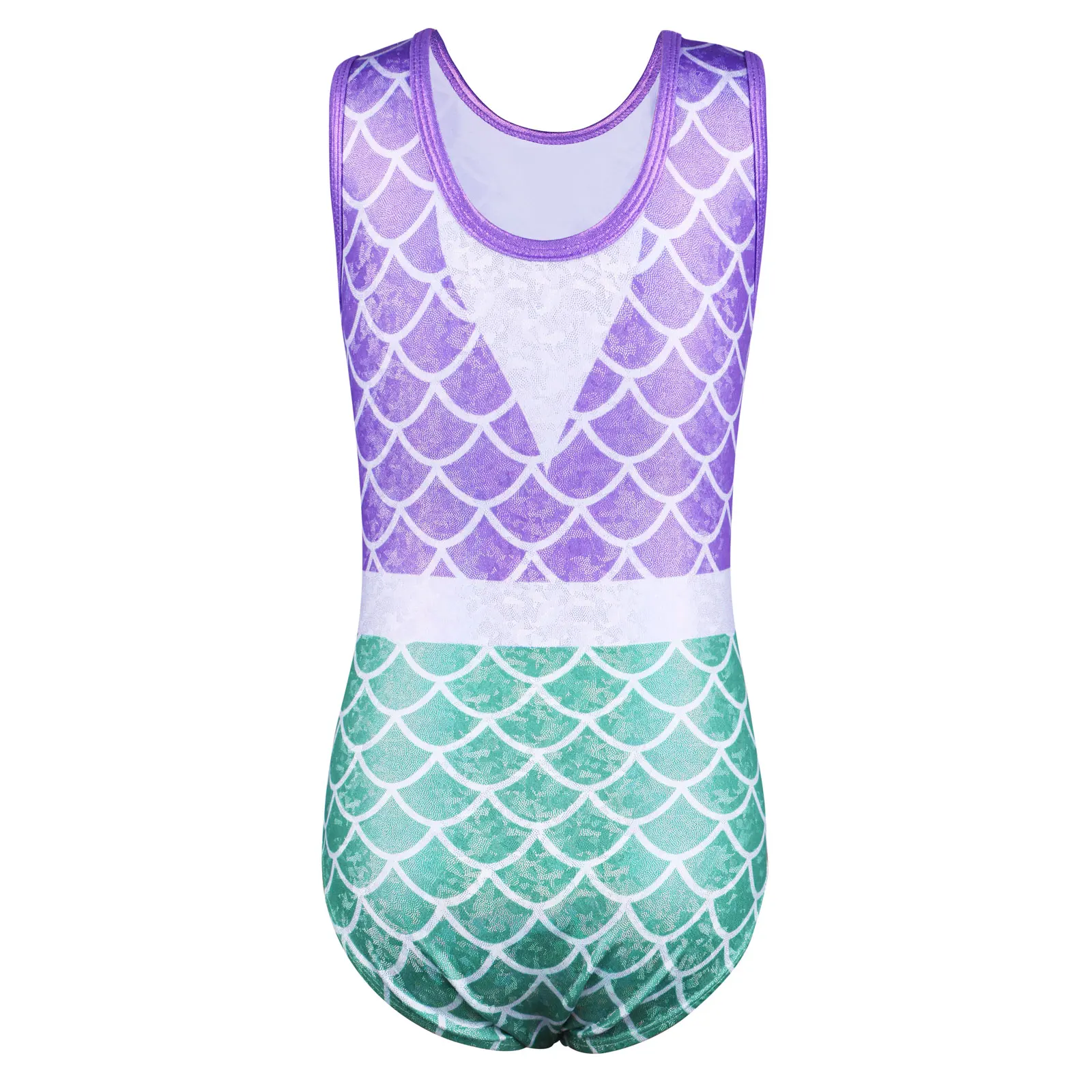 BAOHULU New 3-12 Years Girl Sleeveless Gymnastics Leotard Light Blue Fancy Sequin Ballet Leotard for Kids Ballet Dance Girl