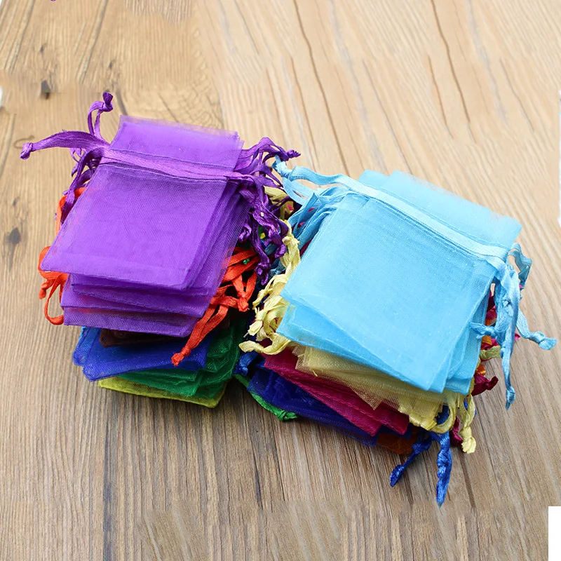 50 шт./лот цветные сумки из органзы на шнурке для ювелирных изделий рождественские