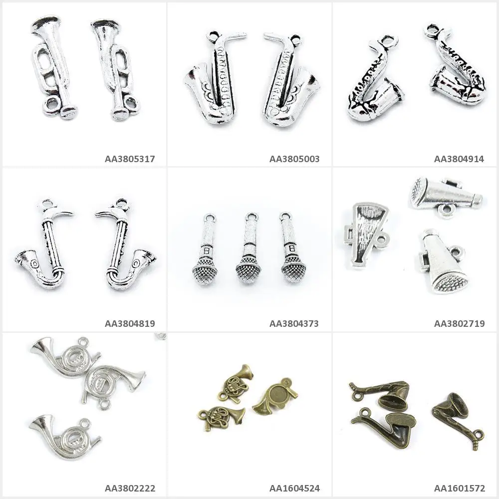 Античный бронзовый посеребренный Подвески для изготовления украшений саксофон