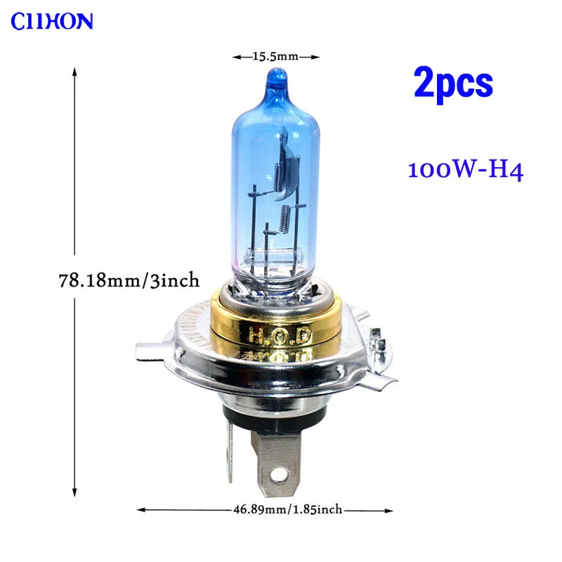 2x100W-H4-HOD Ciihon 4 шт. супер белая галогенная лампа для VW Polo 6R H4 501 55 Вт 100 Вт Xenon HOD High/Low/Slux Светодиодный Боковой светильник - Испускаемый цвет: 2x100W-H4-HOD