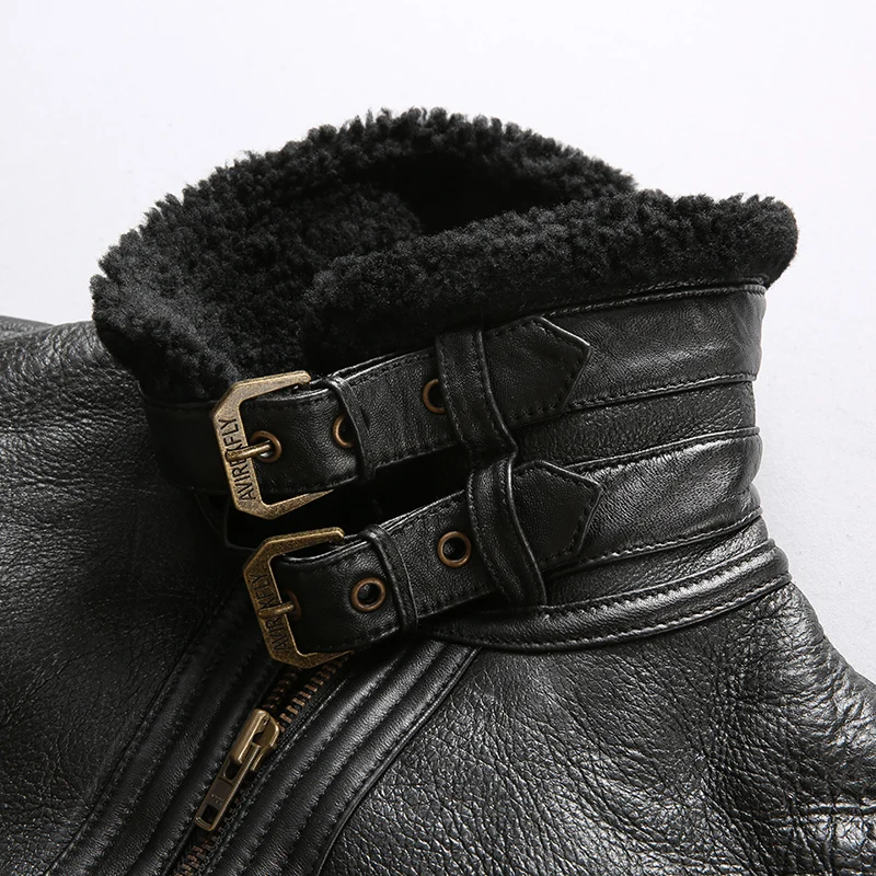 

Men Fur New Wool Liner Pilot Jacket Shearling B3 Flight Casual Cold Bomber Jackets Winter Russia Coats