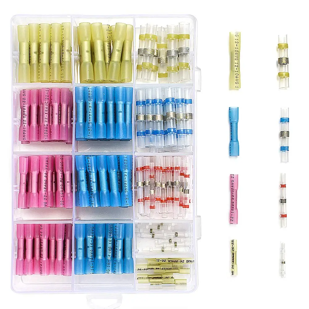 

240PCS Heat Shrink Connectors, Heat Shrink Butt Crimp Connectors & Solder Seal Wire Connectors Electrical Butt Connectors