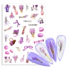 1 лист цветущей лавандовой воды вазы с наклейками лук Алфавит листья цветок дизайн ногтей наклейки украшения клейкие переводки