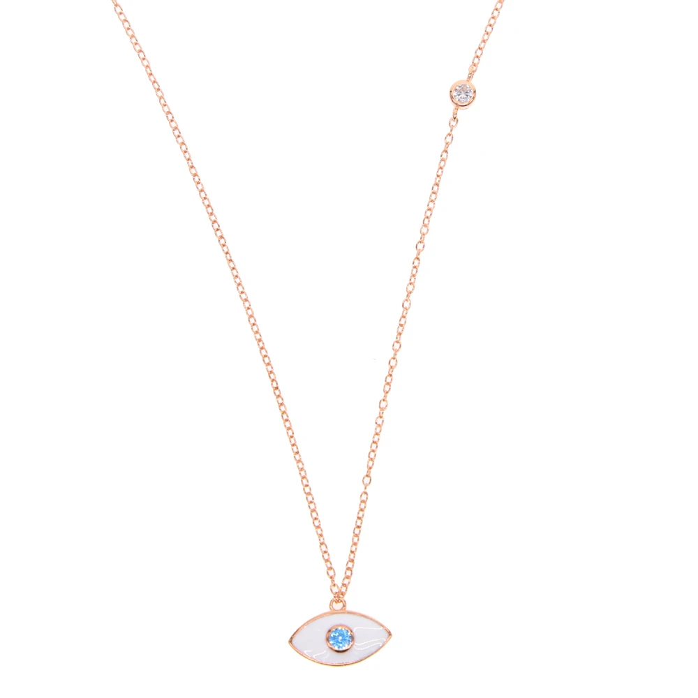 Весна Высокое качество сглаза с одним aaa cz ожерелье 100% 925 пробы изящная тонкая