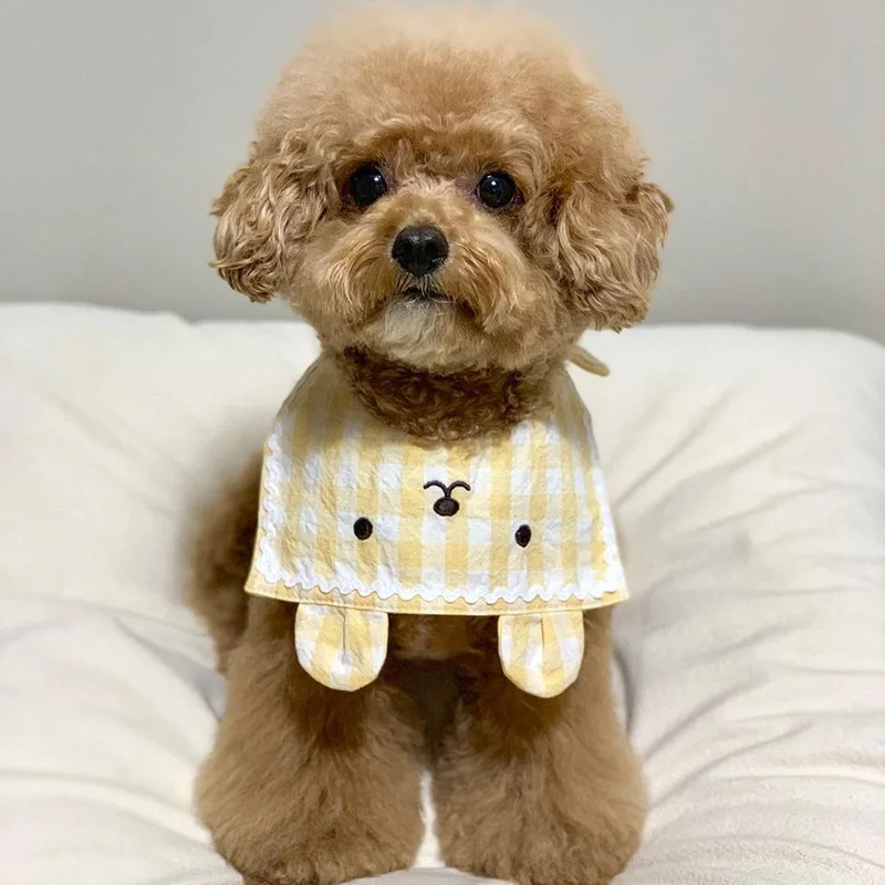 

INS Korea cute dog cat rabbit bib pet saliva towel Bichon Teddy Hiromi bib cat