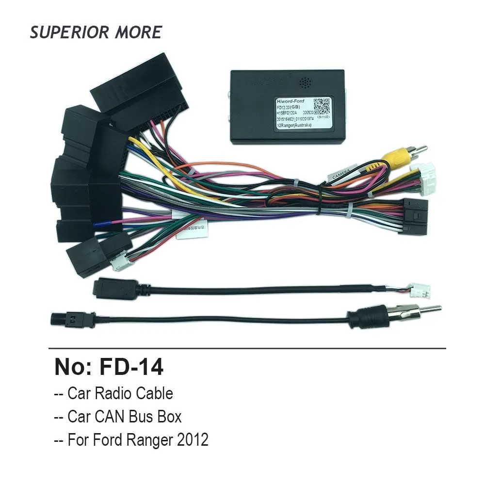 Автомобильный радиокабель CAN bus box для Ford Ranger 2012 16pin электропроводка 2din DVD Android