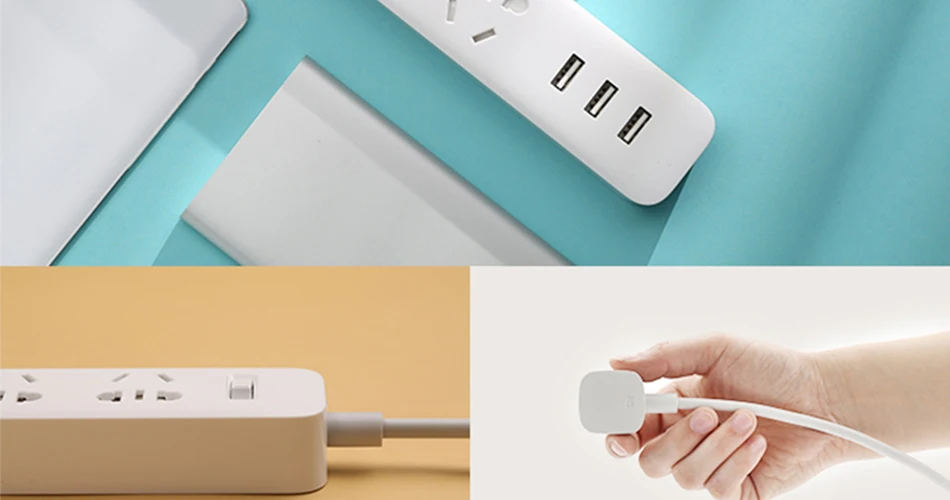 Оригинальная умная розетка Xiaomi Mijia, полоска питания 2A, быстрая зарядка, 3 USB удлинитель, 3 стандартные разъемы, Домашнее использование, usb разъем