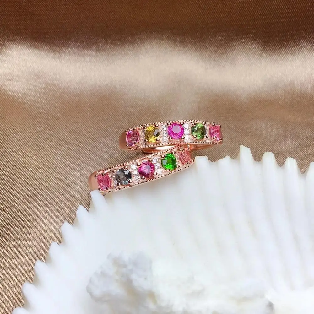 Натуральное овальное турмалиновое твердое 925 пробы Серебряное кольцо | Украшения