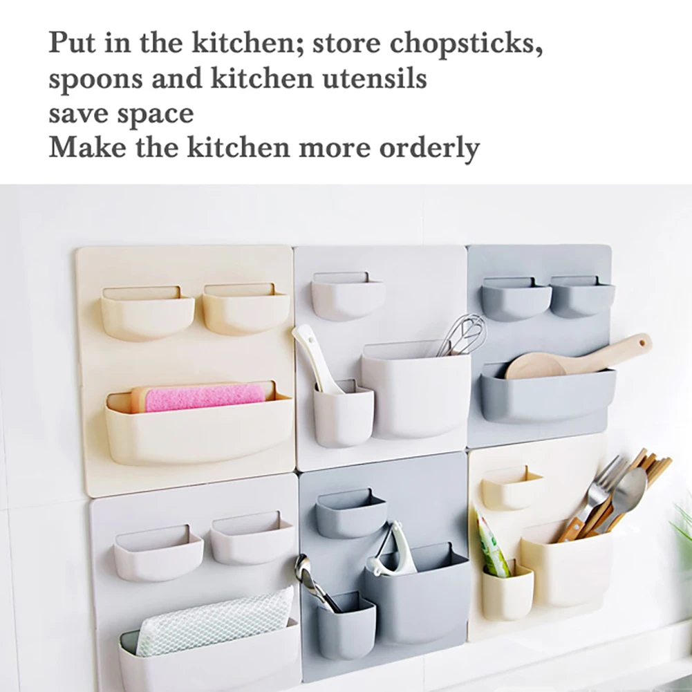 

Self-Adhesive Home Wall Mounted Storage Rack Free Punch Wall Hanging Rack Kitchen Finishing Rack Keys Organizer Shelf