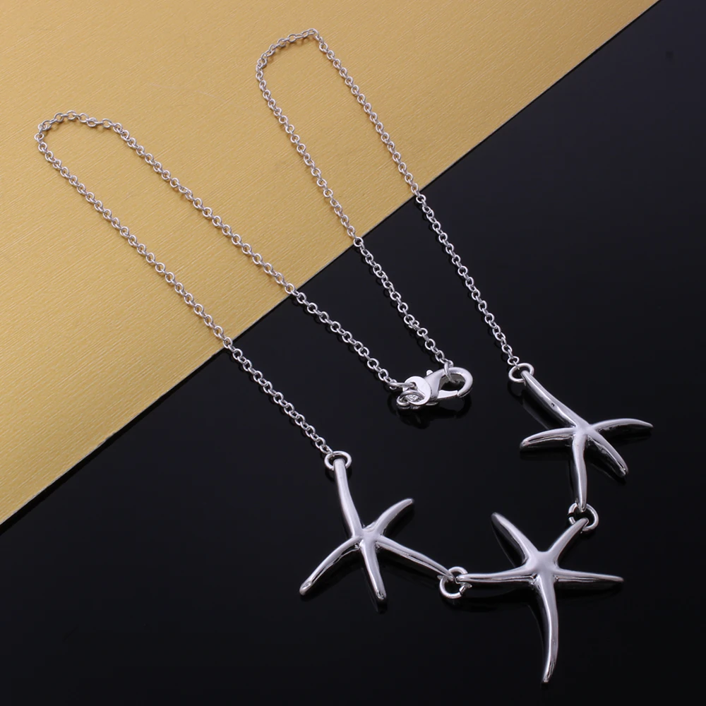 

925 Sterling Silver Popular Beautiful Fashion Elegant Charm Chain Star Lovely 45cm Hot Necklace Luxury Jewelry
