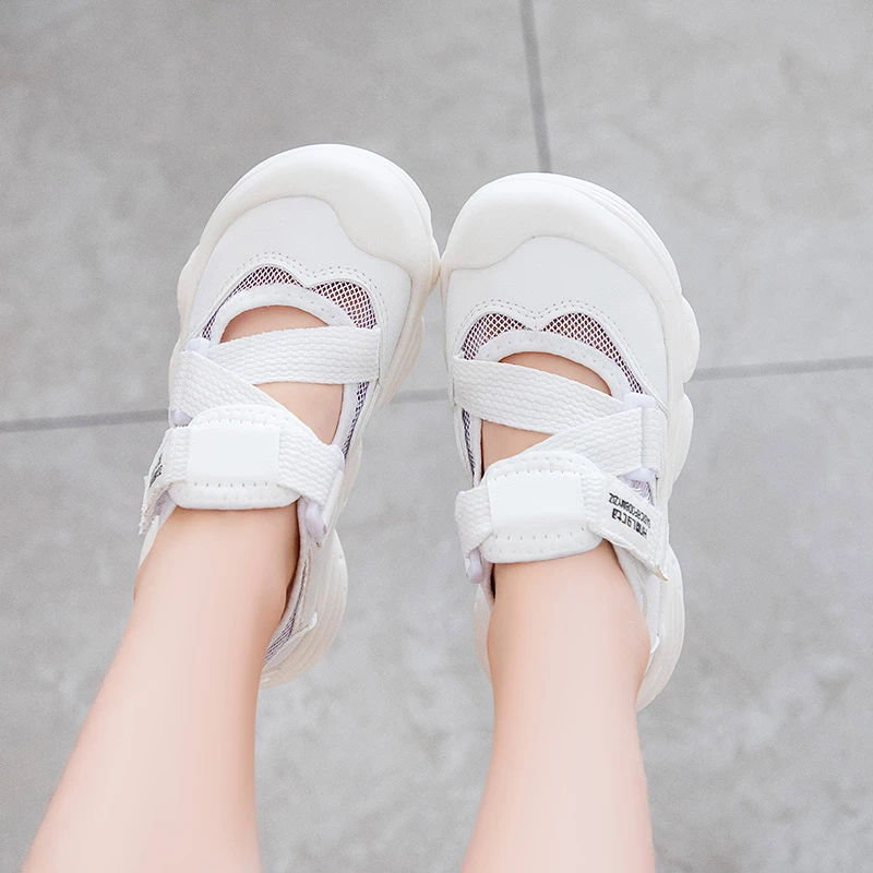 

Summer girls' sandals 2021 new mesh hollow children's casual shoes soft soled boys' Sports Baotou sandals