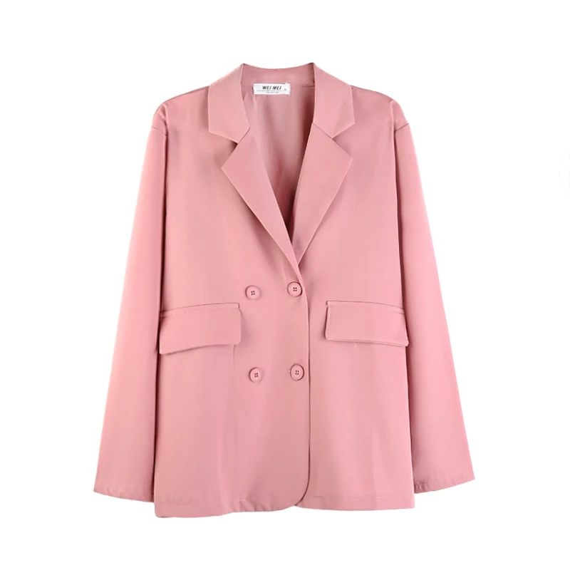 Блейзер женский с длинным рукавом элегантный пиджак розовый синий белый черный