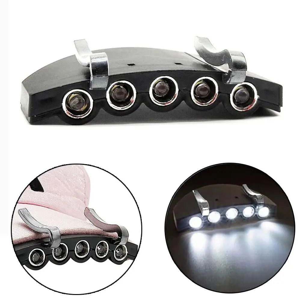 5 LED Headlight Cap Brim Clip Lamp Outdoor Night Fishing Hunting Light Flashlight | Спорт и развлечения