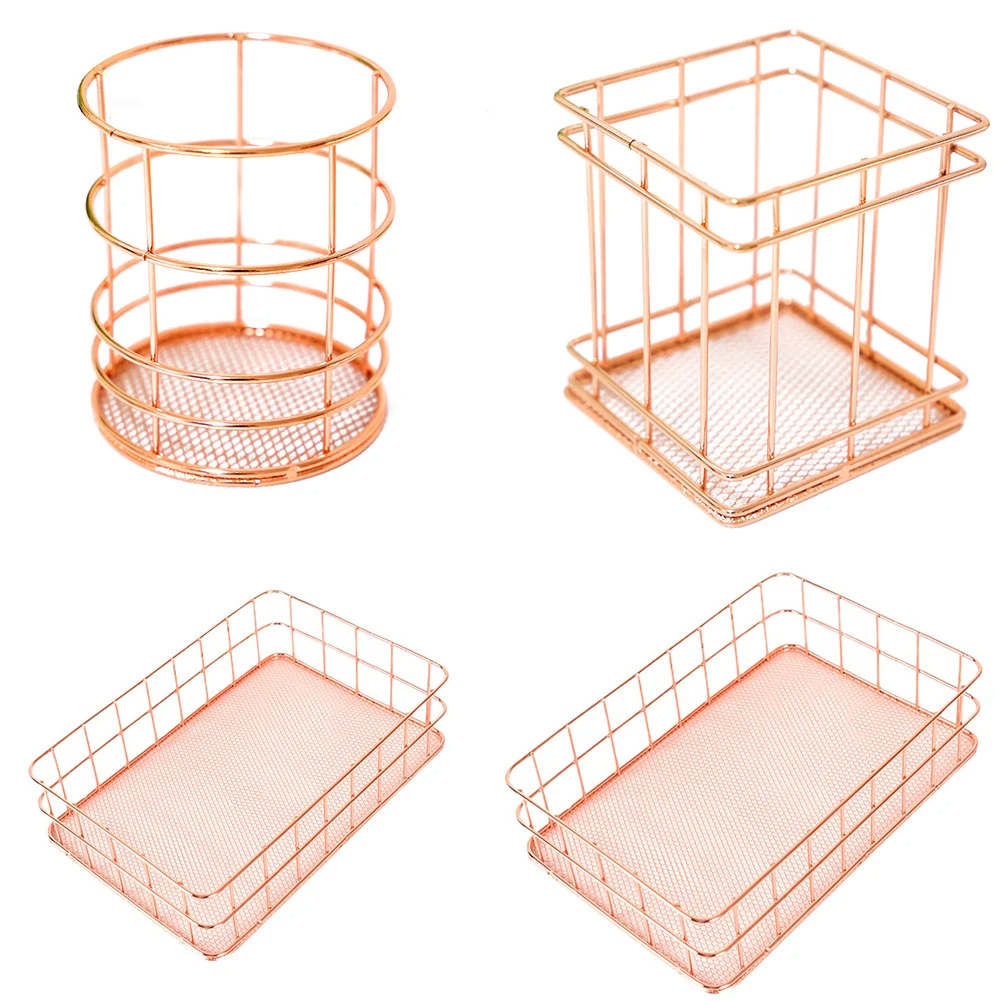 Розовое золото железный художественный скандинавский органайзер для макияжа
